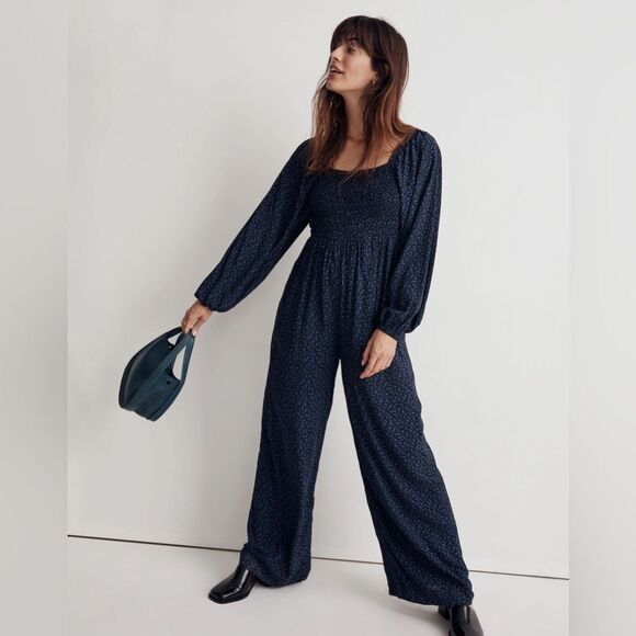 Madewell Pants - Madewell Petite Lucie Tie-Back Long-Sleeve Jumpsuit in Carmine Floral